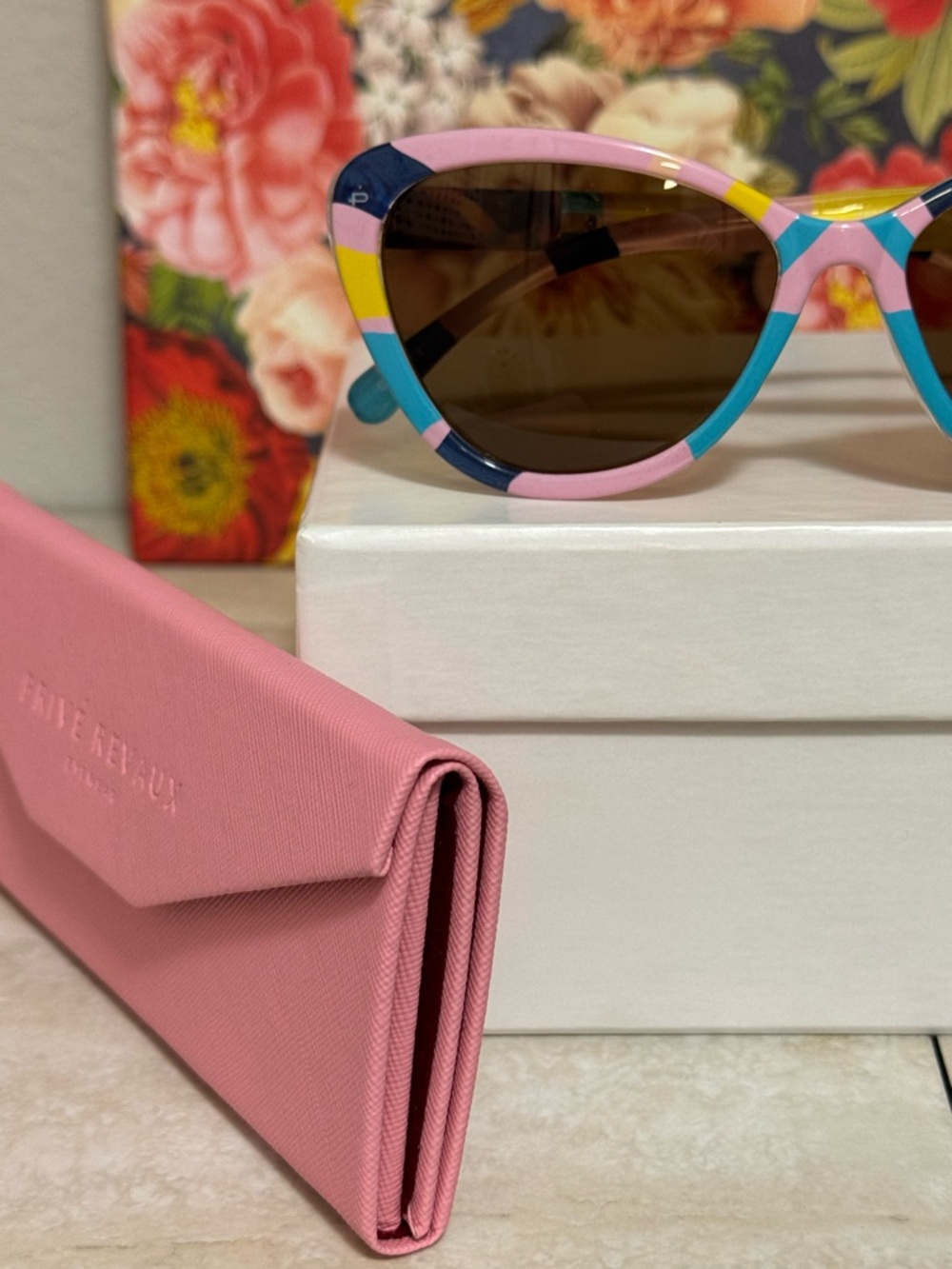 Privé Revaux "The Timeless" Polarized Sunglasses - Striped Frames with Pink Case - Picture 7 of 10